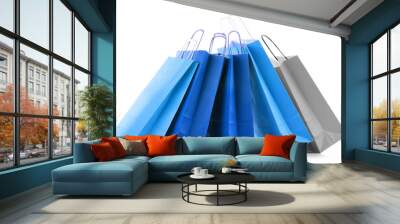 Paper shopping bags isolated on white Wall mural