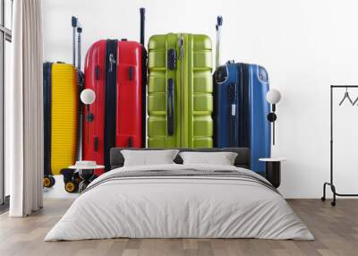 Travel suitcases isolated on white background Wall mural