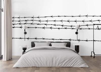 Barbed wire. Fence with barbed wire on transparent png Wall mural