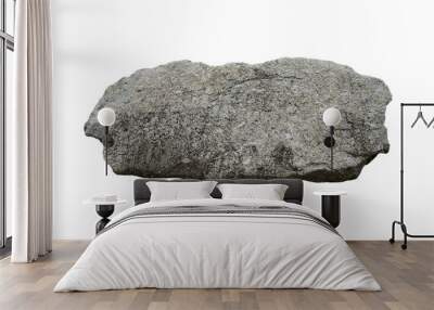 Big granite rock stone for outdoor garden decoration isolated on white background. Wall mural