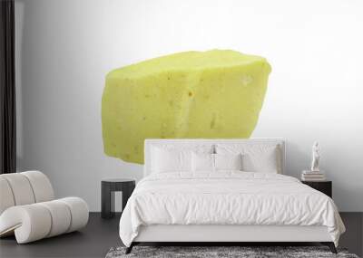 Macro shooting a piece of sulfur natural mineral rock isolated on white background.  Wall mural