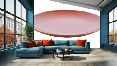 Plate, Light brown ceramic plate on transparent png Wall mural