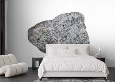 plutonic granite  rock isolated on white background. Its three main minerals are feldspar, quartz, and mica, which occur as silvery muscovite or dark biotite or both.  Wall mural