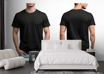 Black men t-shirt mockup Isolated on transparent Background Wall mural