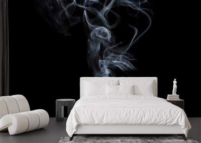 movement of smoke on black background, smoke background, abstract smoke on black background Wall mural