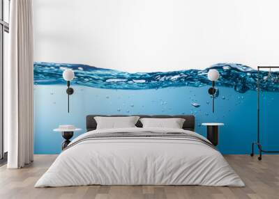 water waves Splashed water wave in clean blue water Wall mural