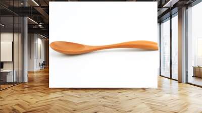 Brown wooden spoon, white background Wall mural