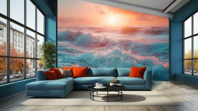 a photo of a beautiful natural landscape on the seashore where the combination of sunset and sea breeze emphasize the uniqueness --ar 3:2 Job ID: 6fb412cc-9090-411b-853e-67254c3a05c7 Wall mural