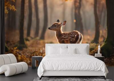 deer in the woods ,autumn theme ,cub photography, deer photo Wall mural