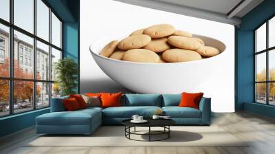 A bowl of chocolate cookies sits on a white table. The cookies are piled high in the bowl, creating a sense of abundance and indulgence. The image evokes feelings of warmth and comfort Wall mural