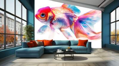 A colorful fish with a red head swimming in the water Wall mural