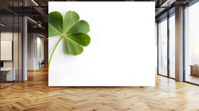 Fourleaf Green Clover on a white background Wall mural