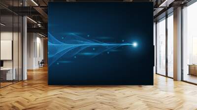 Vector abstract blue digital equalizer. Effect of sound wave oscillating. Technology abstract background. Wall mural