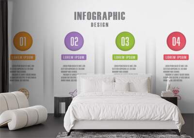 Vector infographic design template with icon 4 step. Design element for presentation. Wall mural