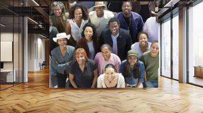 High angle view of happy group of African American people Wall mural