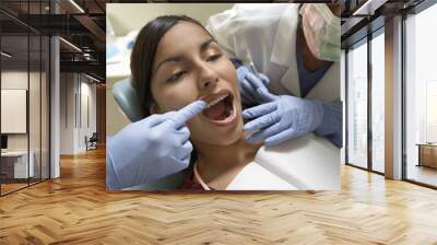 Young woman having medical procedure at dentist's clinic Wall mural