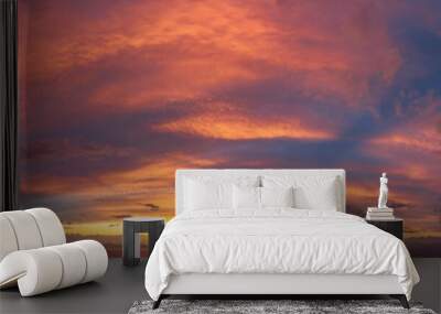 Panorama of a dramatic dusk sky over the ocean as background or texture Wall mural