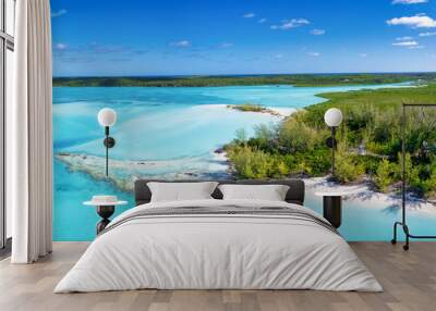 The beautiful coast of Long Island, Bahamas, with turquoise sea, lagoon and the finest, sandy beaches in the Caribbean Wall mural