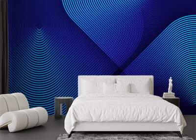 Abstract blue background with overlap layer. Glowing geometric shape lines. Modern gradient square lines pattern design. Minimal geometric. Suit for poster, banner, brochure, corporate, cover, website Wall mural