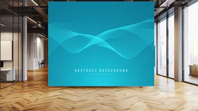 Abstract blue gradient background with flowing wavy lines. Dynamic waves design element. Futuristic technology concept. Suit for cover, poster, banner, flyer, brochure, website, header, presentation Wall mural