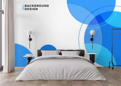 Abstract bright blue circles background with circle lines. Modern simple colorful geometric shape template design. Suit for website, poster, banner, presentation, brochure, cover, flyer Wall mural