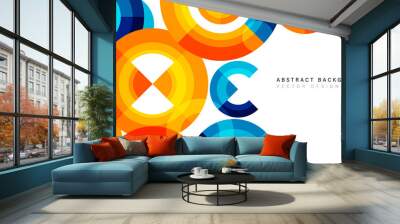 abstract colorful circle shape vector background. modern multicolored round geometric shape elements Wall mural