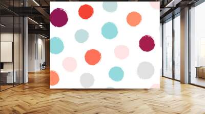 Abstract colorful geometric circles pattern seamless on white background. Trendy circles brush shapes texture design. Simple cute style hand drawn circles elements. Suit for printing, wrapping paper Wall mural