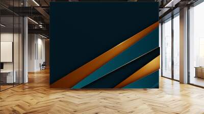 Abstract dark blue and gold triangles diagonal background with overlap layer. Modern luxury geometric triangle shapes banner template design. Luxury style. Vector illustration Wall mural