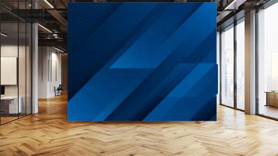 Abstract dark blue banner design background with diagonal geometric overlay layer. Modern square shape graphic elements. Suit for cover, header, banner, brochure, website. Vector illustration Wall mural