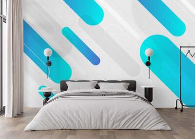 Abstract geometric white and blue color background. Gradient blue with dynamic square shapes composition. Minimalist geometric graphic. Futuristic banner templates design. Vector illustration Wall mural