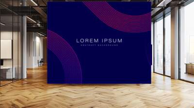 Abstract glowing circle lines on dark blue background. Geometric stripe line art design. Modern shiny red purple gradient lines. Futuristic technology concept. Space for your text. Vector illustration Wall mural