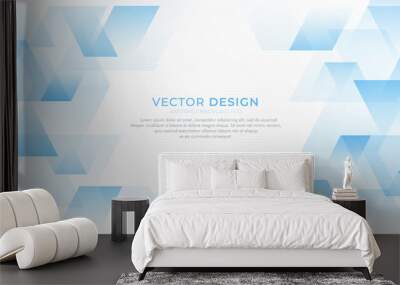 Abstract light blue polygons shape background. Modern simple transparent squares shape design. Futuristic technology concept on white background. Minimal square graphic vector pattern. Wall mural