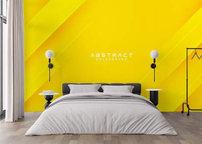 Abstract modern bright yellow gradient background. Trendy simple diagonal dynamic geometric stripes vector design with shine lines and shadow. Suit for cover, poster, brochure, banner, website, flyer Wall mural