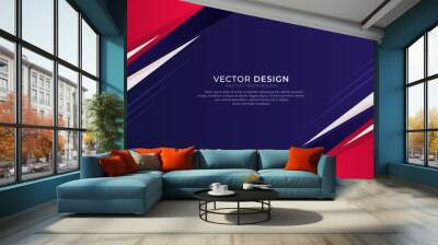 Abstract modern design red dark blue and purple colors geometric overlapping background. Sports style banner concept. Gradient abstract background vector. Use for presentation, poster, flyer, banner. Wall mural