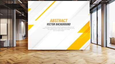 Abstract modern yellow and orange diagonal geometric on white background. Simple stripes lines square design concept. Overlapping gradient geometric element creative. Vector illustration Wall mural