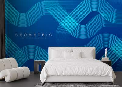 Blue abstract background. Geometric lines pattern. Modern blue gradient lines design. Simple line elements. Futuristic style. Suit for banner, brochure, corporate, cover, poster, website, flyer Wall mural