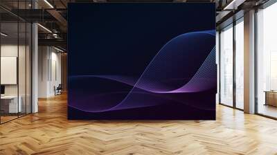 dark abstract background with glowing wave lines. shiny moving lines design element. modern purple b Wall mural