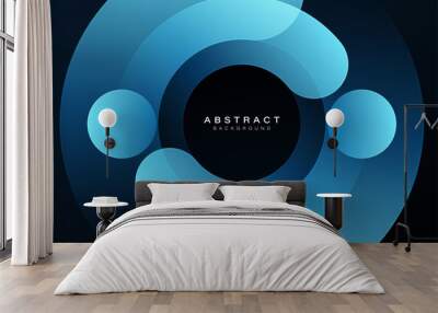 Dark abstract background with shiny circle. Glowing geometric shapes. Circular motion. Modern dynamic shape. Futuristic technology concept. Vector illustration Wall mural