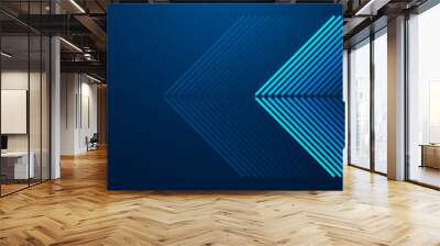 Dark blue abstract background with glowing arrow lines. Modern shiny blue geometric lines design. Technology futuristic concept. Horizontal banner template. Suit for cover, header, poster, banner, web Wall mural