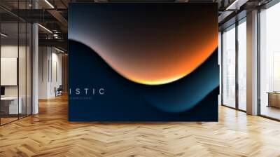 Dark blue abstract background. Trendy gradient fluid wave shape graphic. 3D liquid shape. Futuristic concept. Suit for cover, header, poster, presentation, banner, website. Vector illustration Wall mural