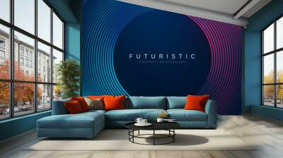 Futuristic abstract background. Glowing circle lines design. Modern shiny blue and pink geometric lines pattern. Future technology concept. Suit for poster, banner, cover, presentation, website, flyer Wall mural