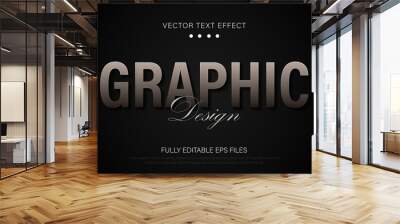 Graphic design text vector effect. Graphic 3d text style effect template. Graphic elegant text style editable font effect on black background. Vector illustration Wall mural