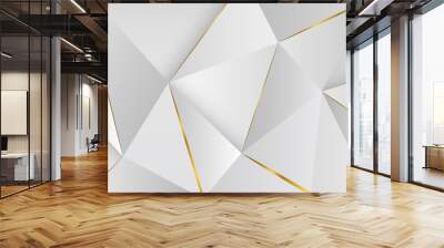 Modern abstract light silver background vector. Elegant concept design with Geometric triangles with golden lines. Suitable as wallpaper background, cover, card, template, poster, banner Wall mural