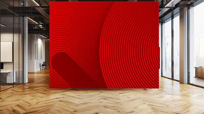 Red abstract background with glowing geometric lines. Modern shiny red gradient diagonal rounded lines pattern. Futuristic technology concept. Suit for poster, cover, banner, presentation, website Wall mural