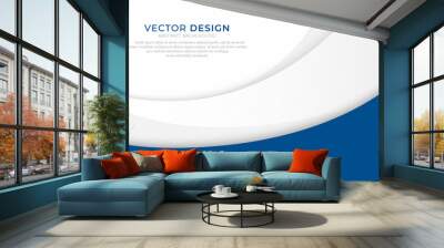 Vector modern banner template design. Abstract stripe wave lines graphic blue and white gradient color background. Can be used in website template, business, brochure, presentation. Wall mural