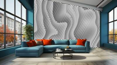 Futuristic 3D abstract wavy halftone lines pattern background. Gradient monochrome line effect patterns illustration. Background design of presentation, backdrop, poster, flyer, book cover, card, etc. Wall mural