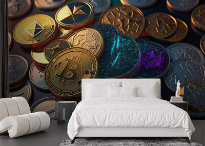 bitcoin,Crypto currency ,coins,Blockchain, Bitcoin Background Wall mural