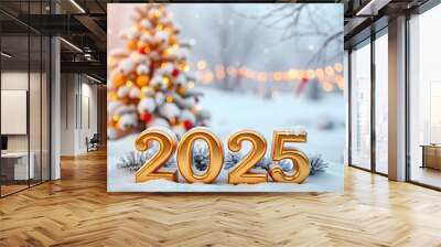 Happy new year 2025 design Wall mural