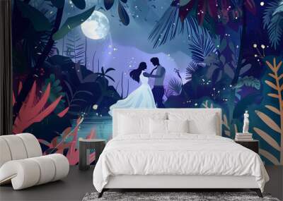 A couple is dancing in a jungle Wall mural