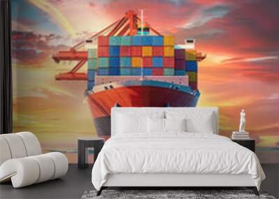 Delivery Cargo ship shipping to import and export container box oversea.
 Wall mural